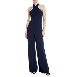 Kobi Halperin Chasidy Halter-Neck Crossover Jumpsuit - Midnight Blue